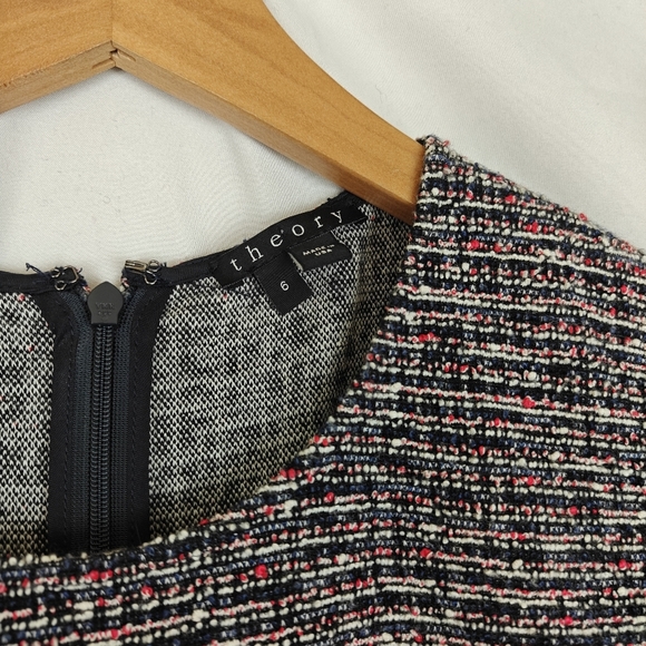 Theory Navy & Red Fit & Flare Sleeveless Tweed Mini DressSize 6 Women's - Picture 10 of 12
